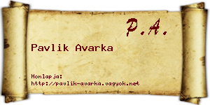 Pavlik Avarka névjegykártya